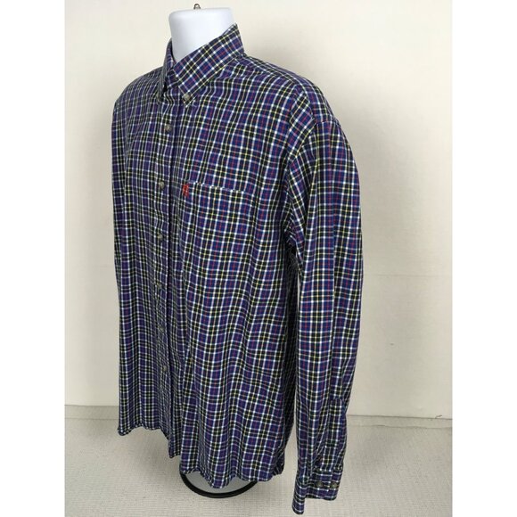 George Strait Cowboy Collection Wrangler Men Shirt L Plaid Long Sleeve Button Up - Picture 5 of 14